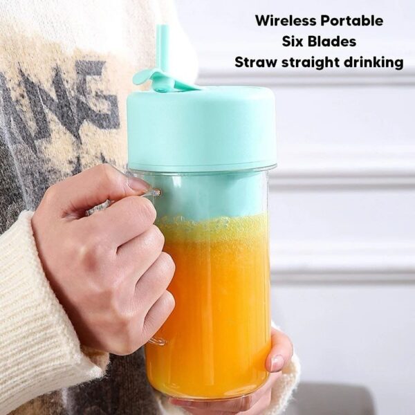 Electric 6 Blade Portable Juicer Blender Cup with Straw